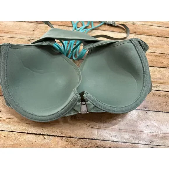 Aerie Sunnie Demi Coverage Lightly Lined Bra Racerback Front Close 34C - Picture 3 of 6